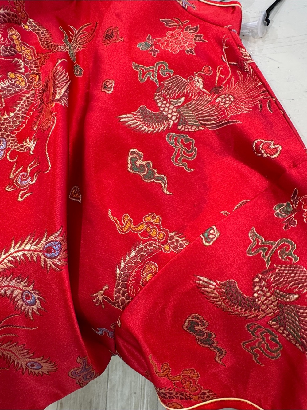 Classic Red Floral Brocade Cheongsam Dress - Picture 9 of 10
